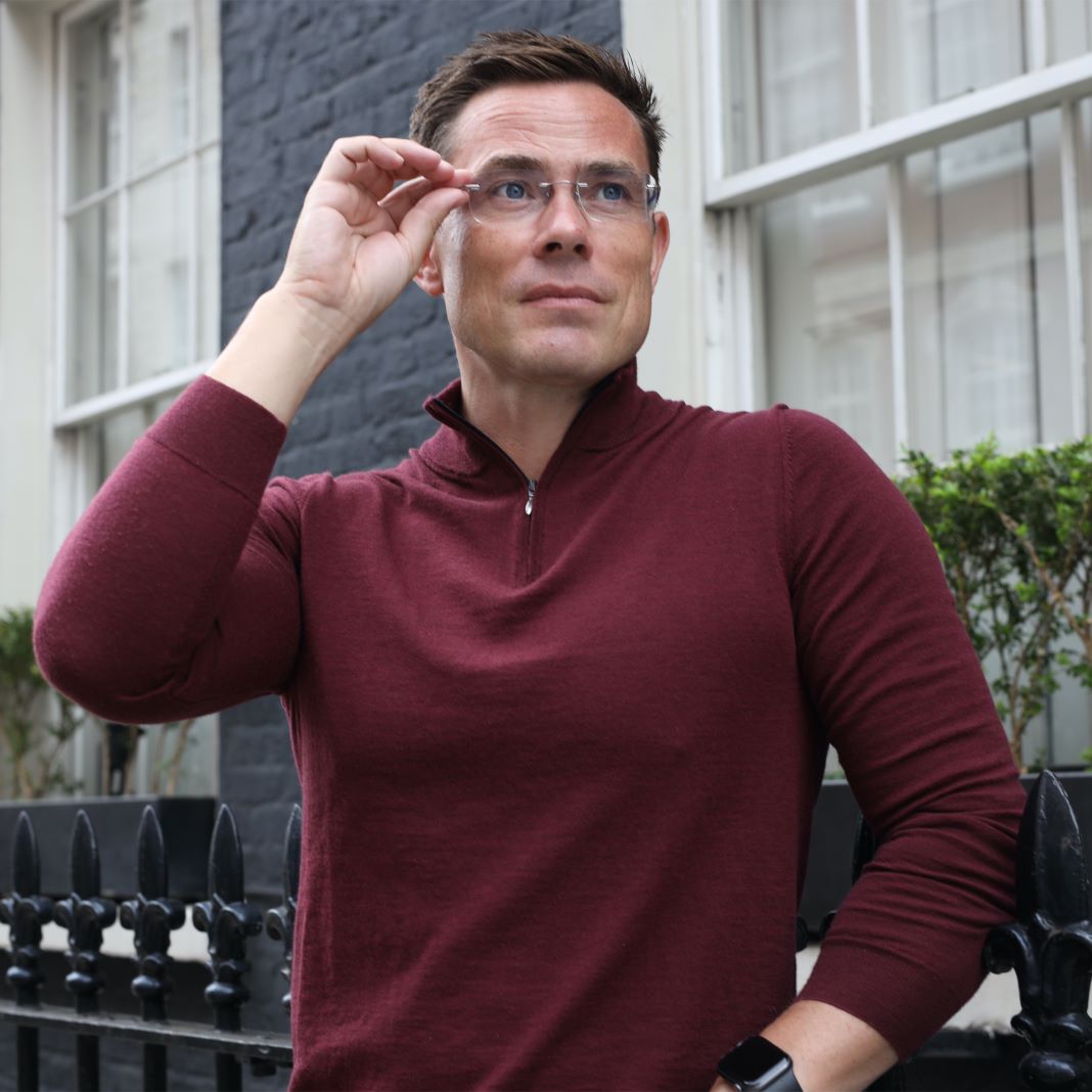 A man wearing a warm sweater in London