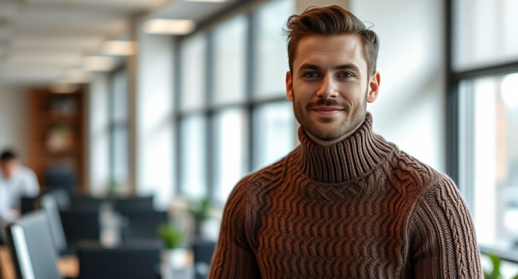 Knitted turtle neck jumper for office work attire