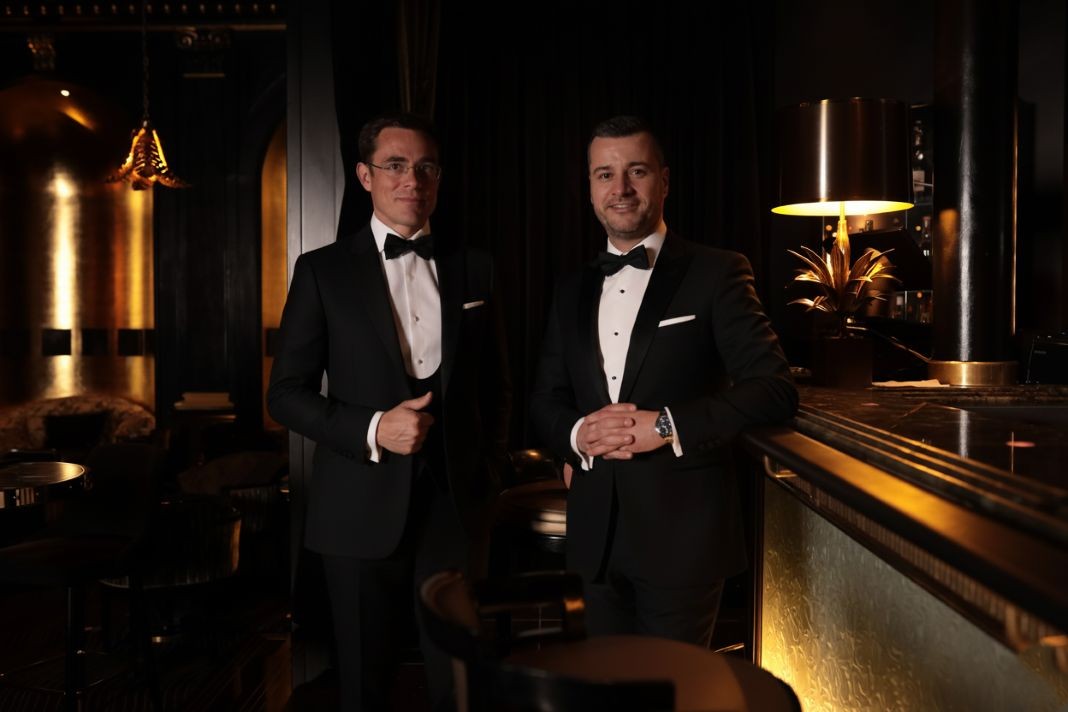 An AI Photo of Ian and his friend going out to a black tie awards ceremony