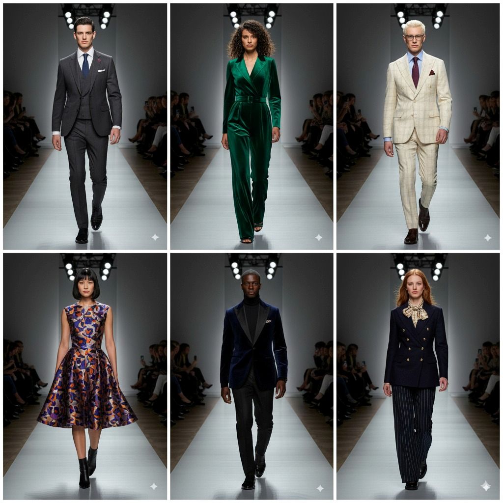 An AI collage of different outfits a talented Savile Row Tailor could create