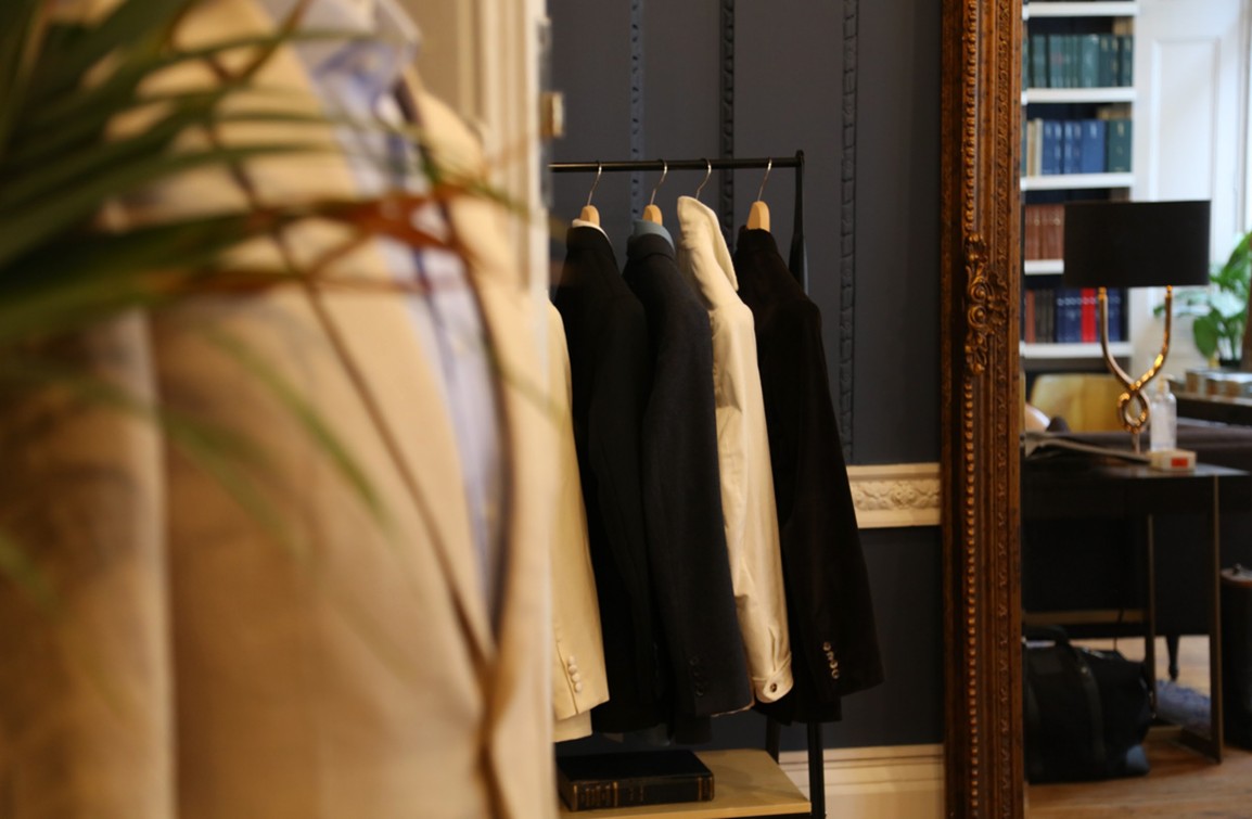 A photo of the inside of a tailoring studio