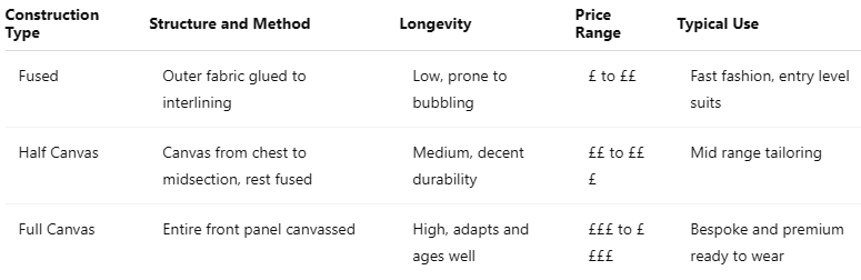 Types of Suit Construction: Fused vs Half Canvas vs Full Canvas