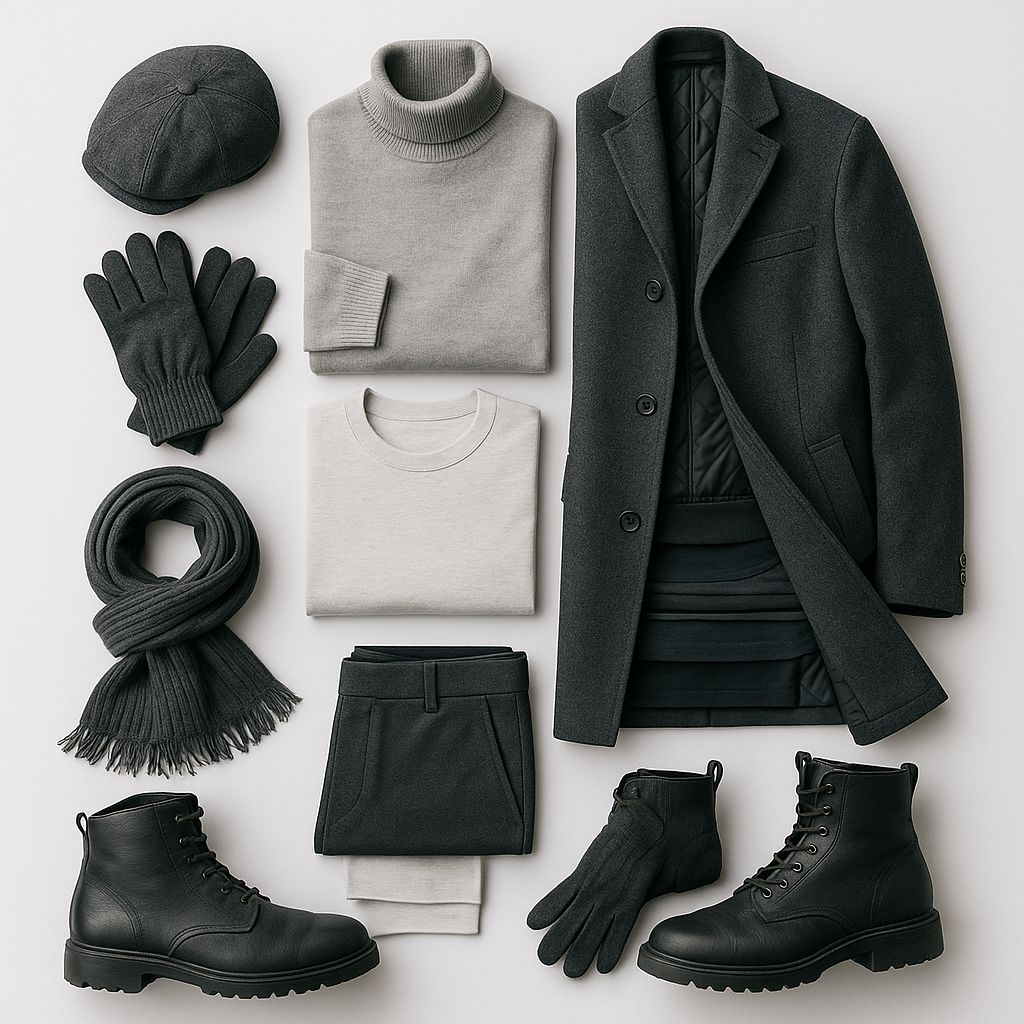 City-to-Venue Winter Outfit Flat-Lay in Neutral Wool and Leather Layers