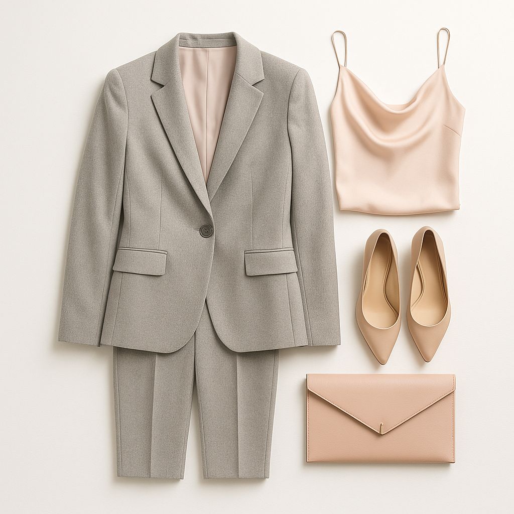 Sophisticated Valentine’s Tailored Ensemble Flat-Lay for women