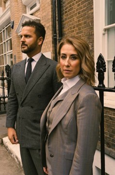 A photo of a male and female tailor in London