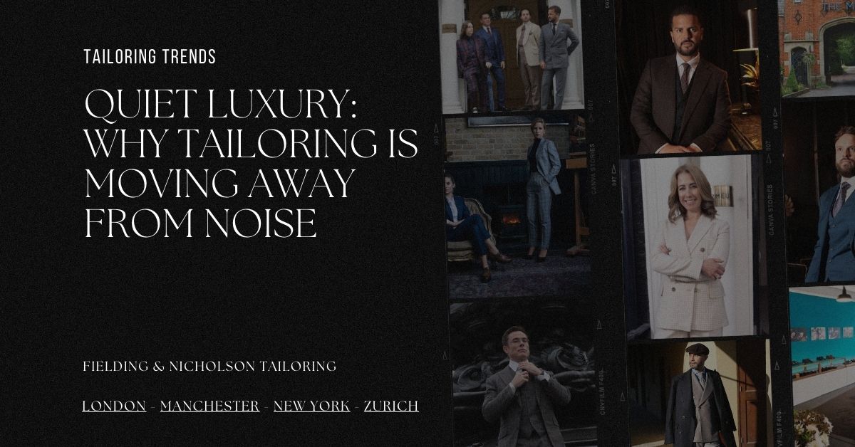 Quiet Luxury Why Tailoring Is Moving Away from Noise - Fielding & Nicholson Tailoring London Quiet Luxury Why Tailoring Is Moving Away from Noise - Fielding & Nicholson Tailoring London