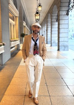 A photo of a tailor dressed for spring and summer in london