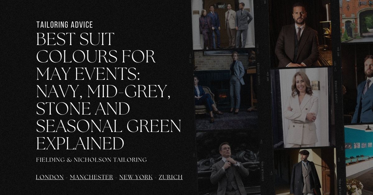 Best Suit Colours for May Events Navy, Mid-Grey, Stone and Seasonal Green Explained - Fielding & Nicholson Tailoring London