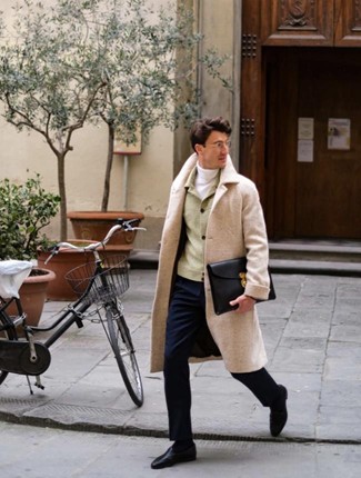 a photo of a gent in a create overcoat and custom clothing