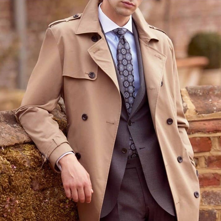 Beige double-breasted trench coat, sample image
