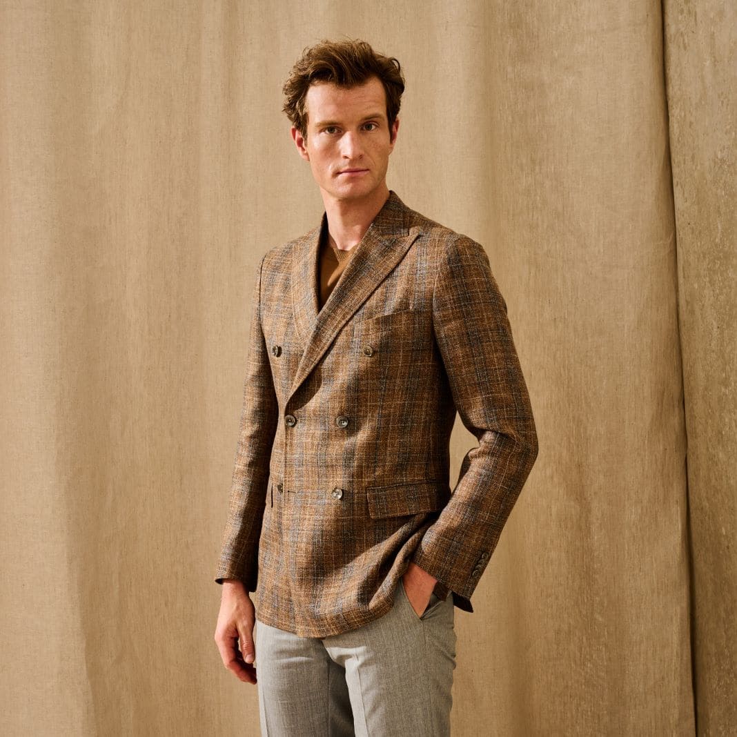 Brown check tailored blazer