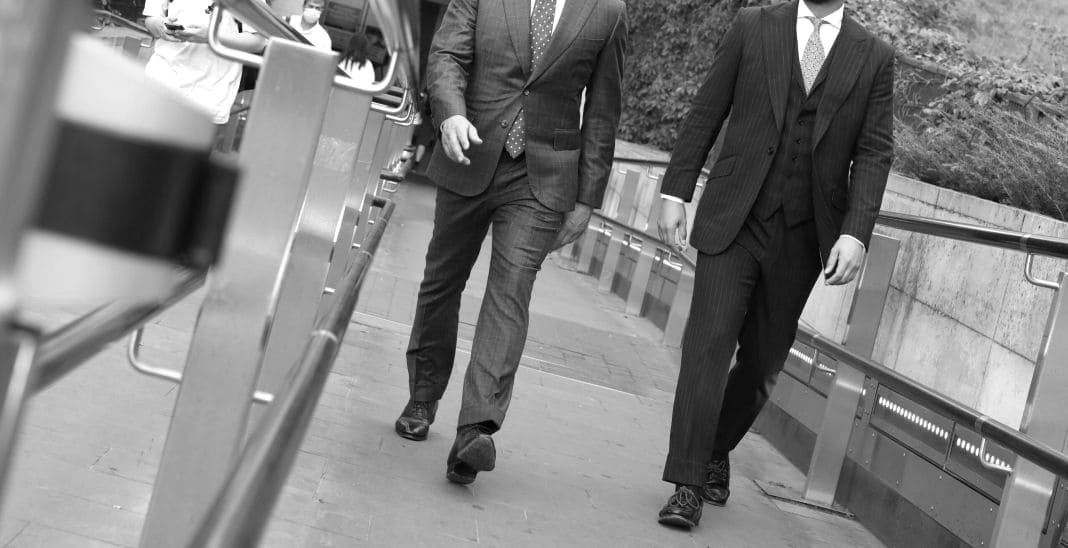 Tailored business suits photographed in black and white