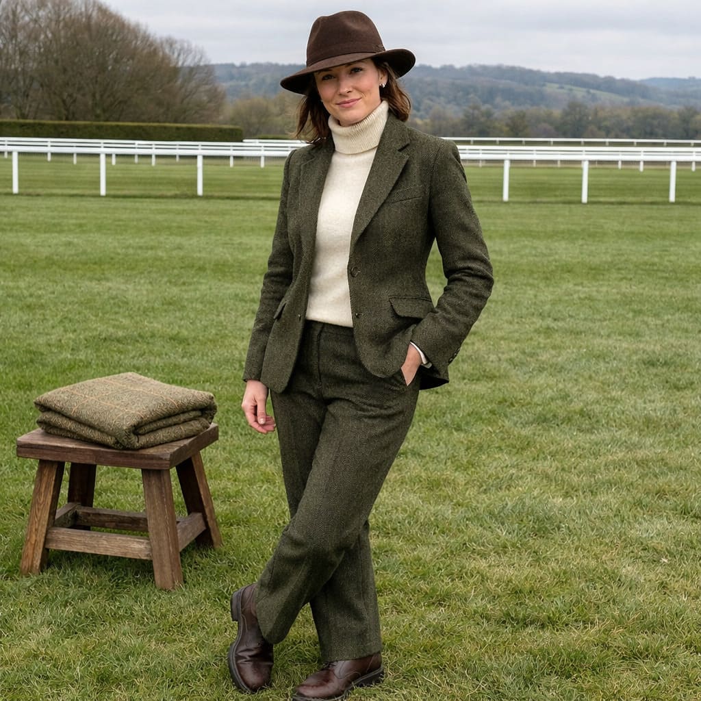 Olive tweed suit