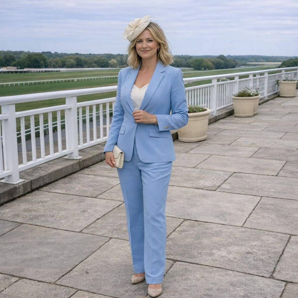 Powder blue tailored suit