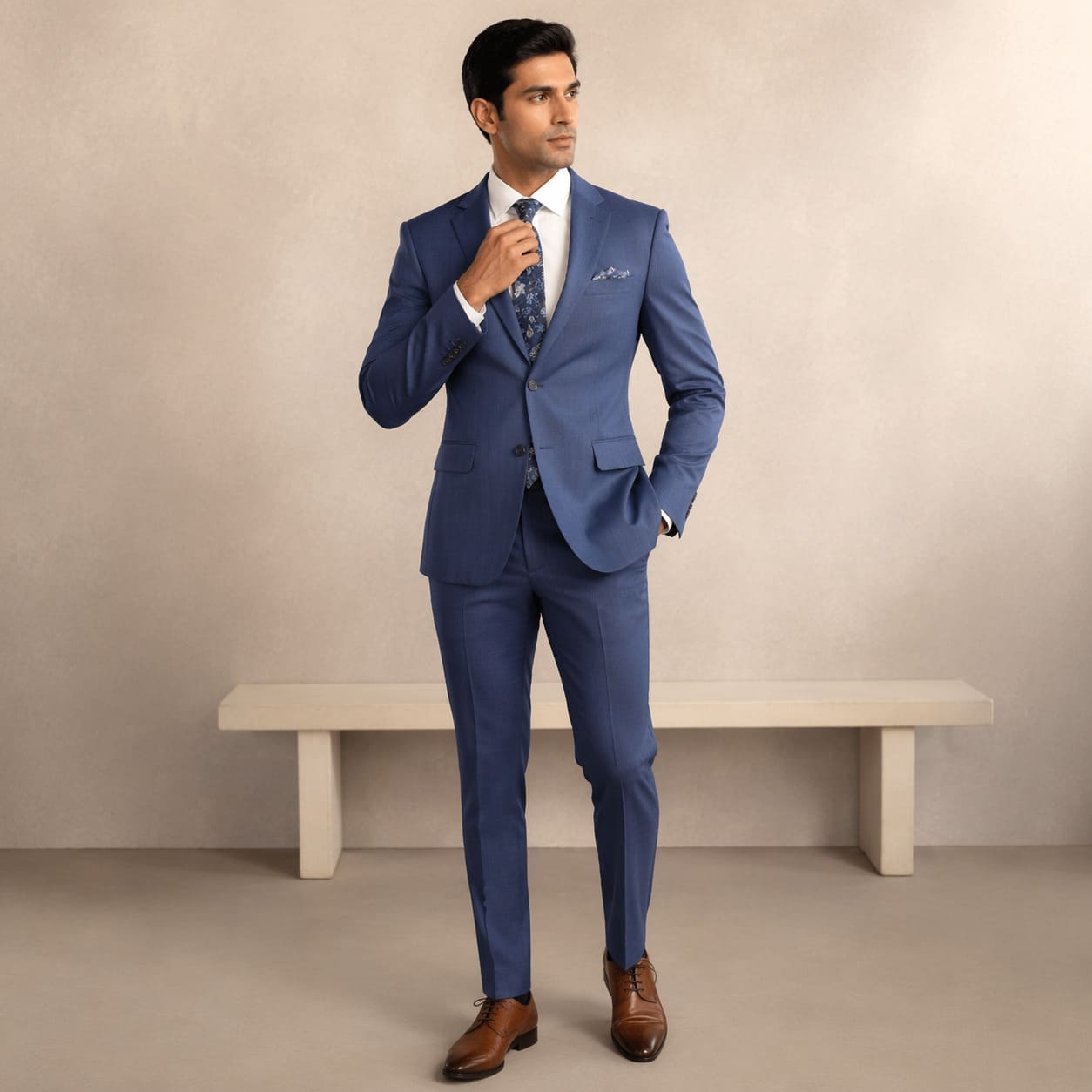 Groomsmen, Best Men and Fathers – Blue tailored suit with white shirt and tie – Sample Image Groomsmen, Best Men and Fathers – Blue tailored suit with white shirt and tie – Sample Image