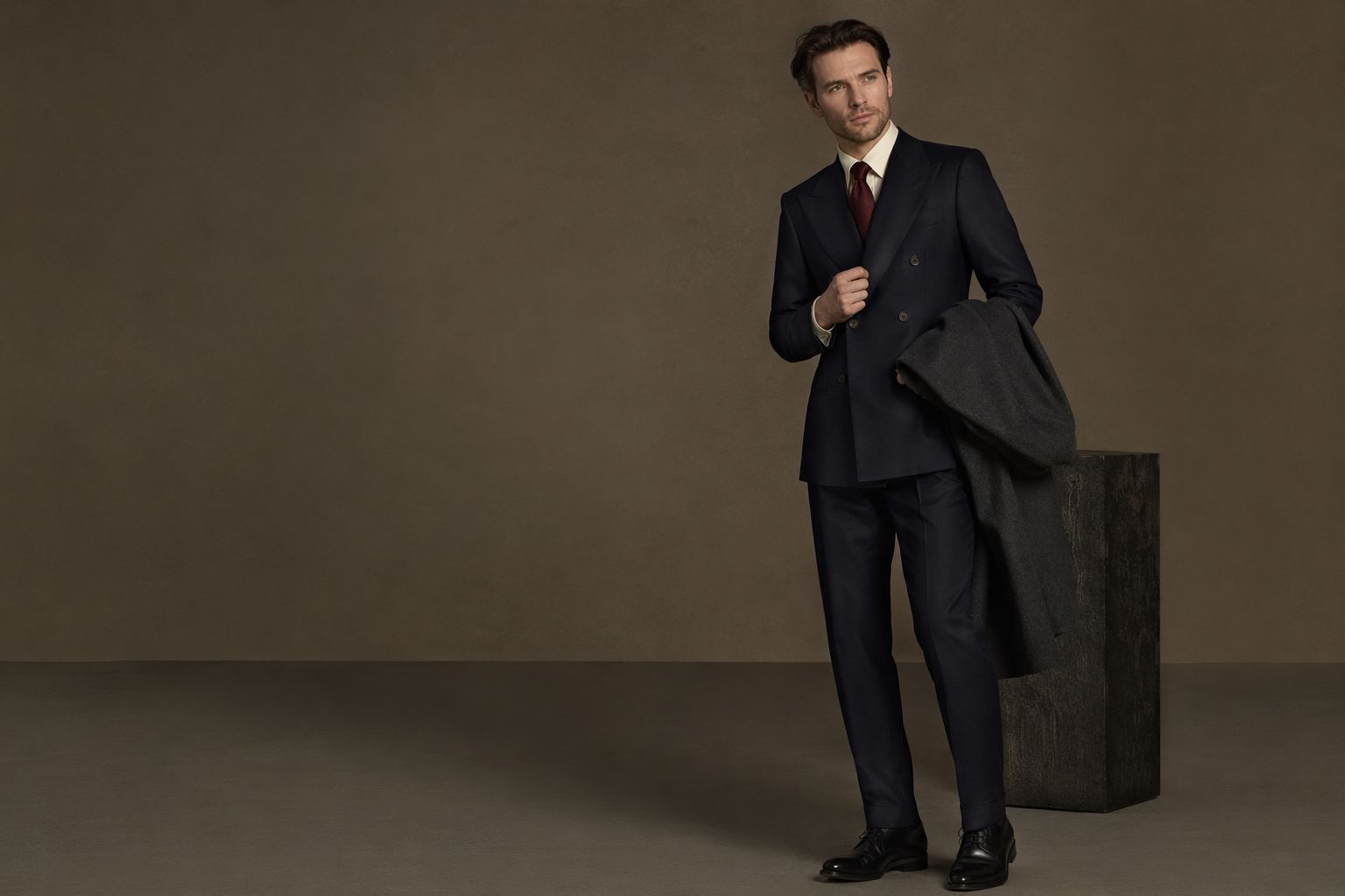 Men's Bespoke - Double breasted navy suit menswear - Sample Image