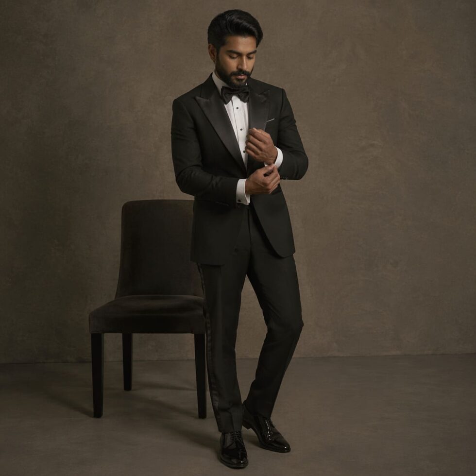 Black tuxedo with bow tie, sample image