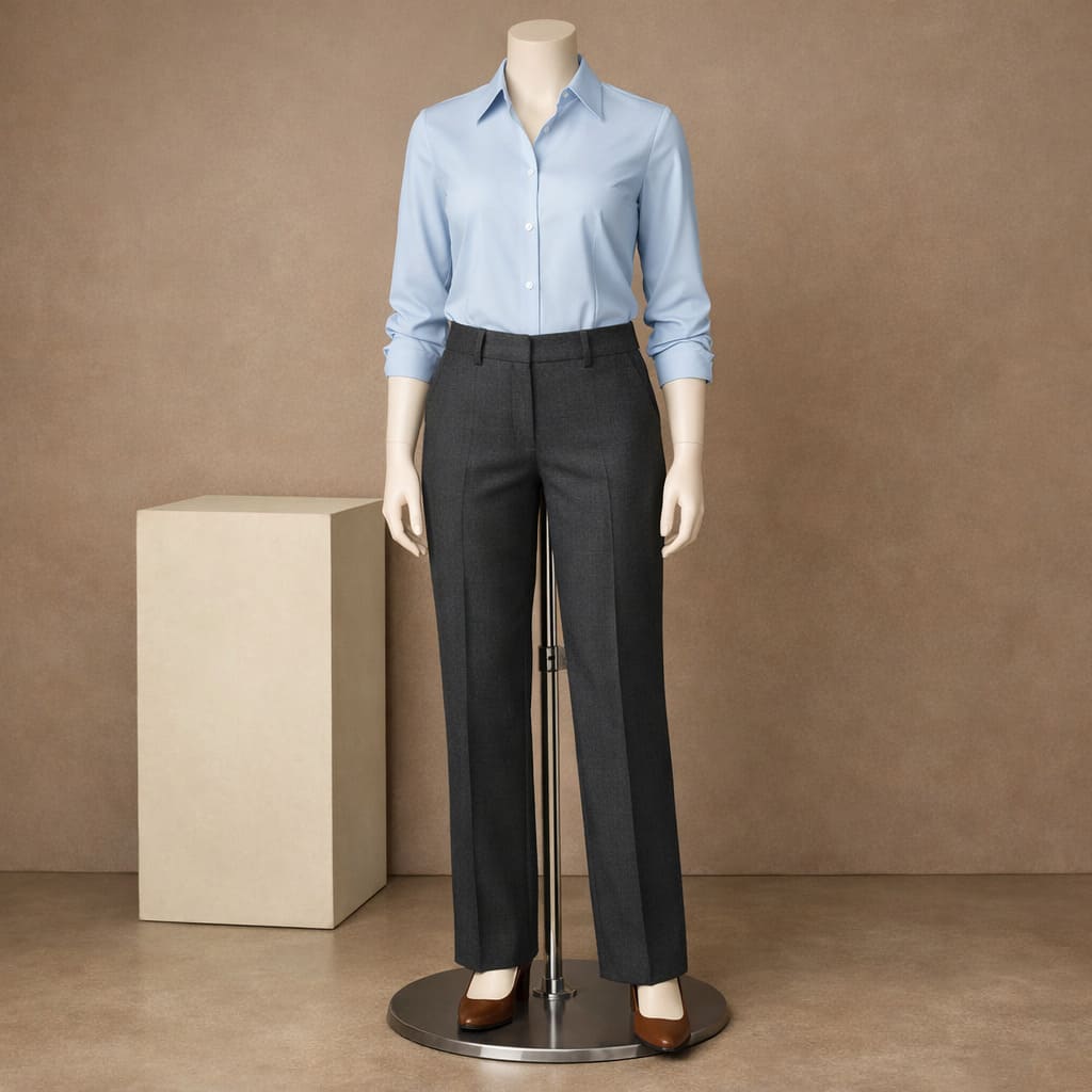 Women's Charcoal Straight Leg Trouser Outfit - Sample Image