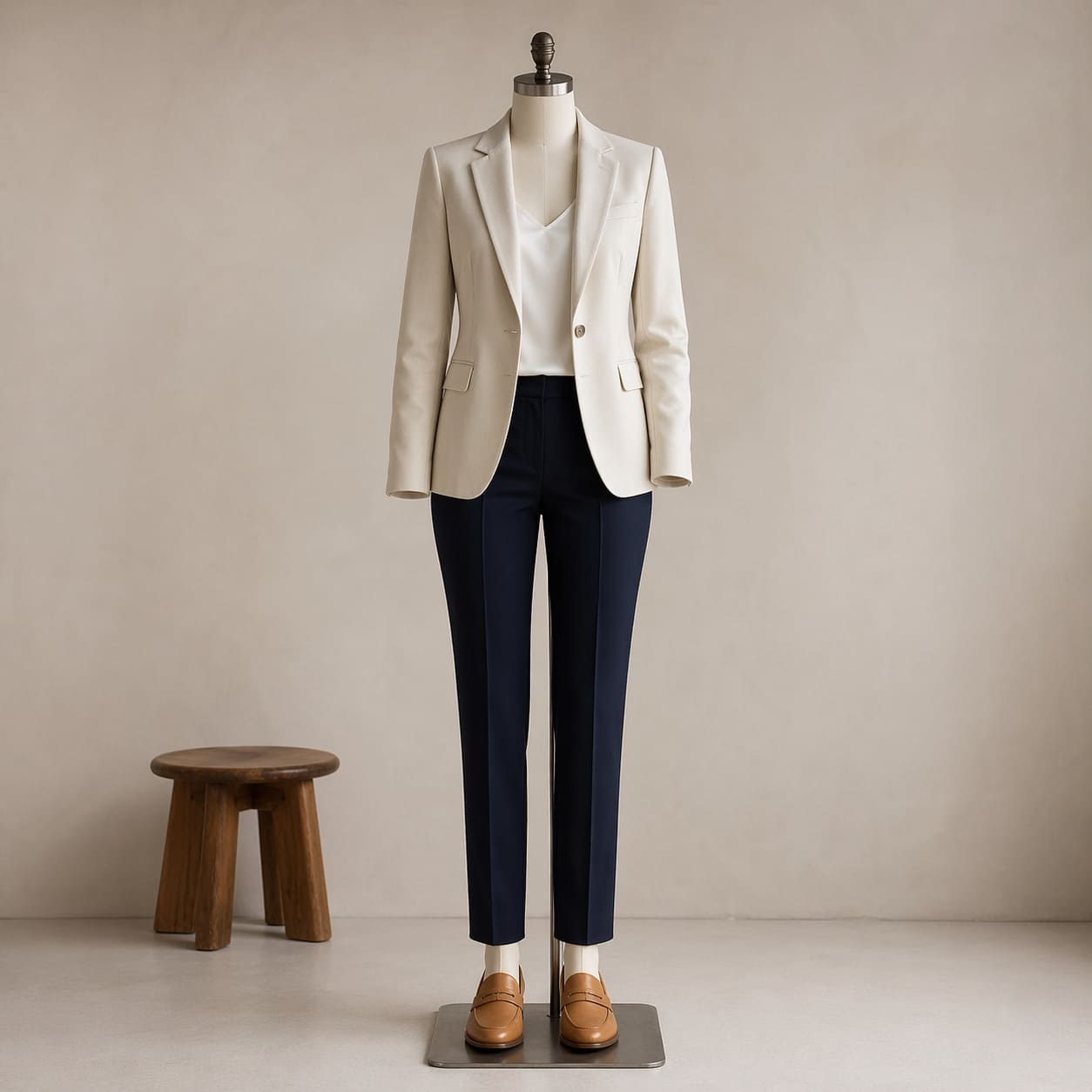 Women's Cream Blazer Outfit - Sample Image