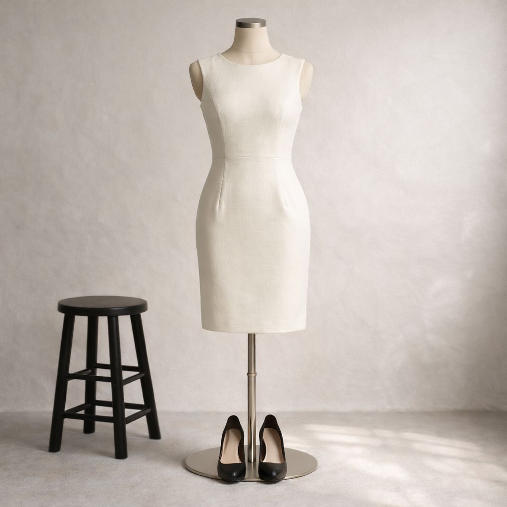 Women's Ivory Sleeveless Work Dress Outfit - Sample Image