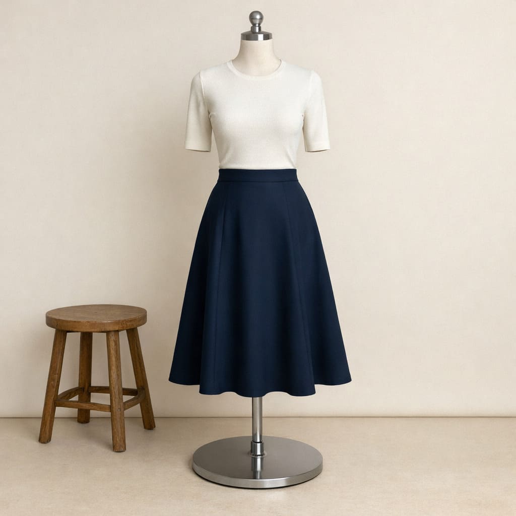 Women's Navy A-Line Skirt Outfit - Sample Image