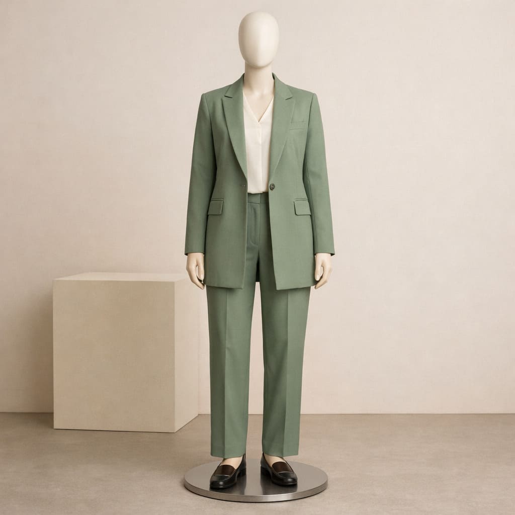 Women's Sage Longline Blazer Outfit - Sample Image