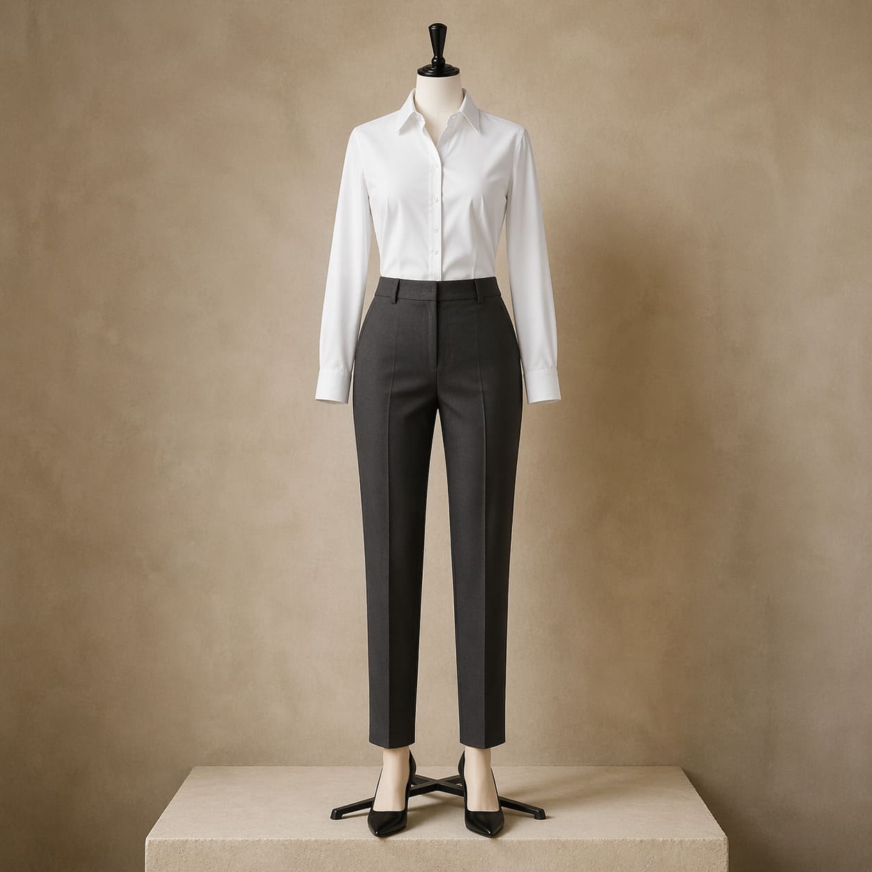 Women's White Work Shirt Outfit - Sample Image