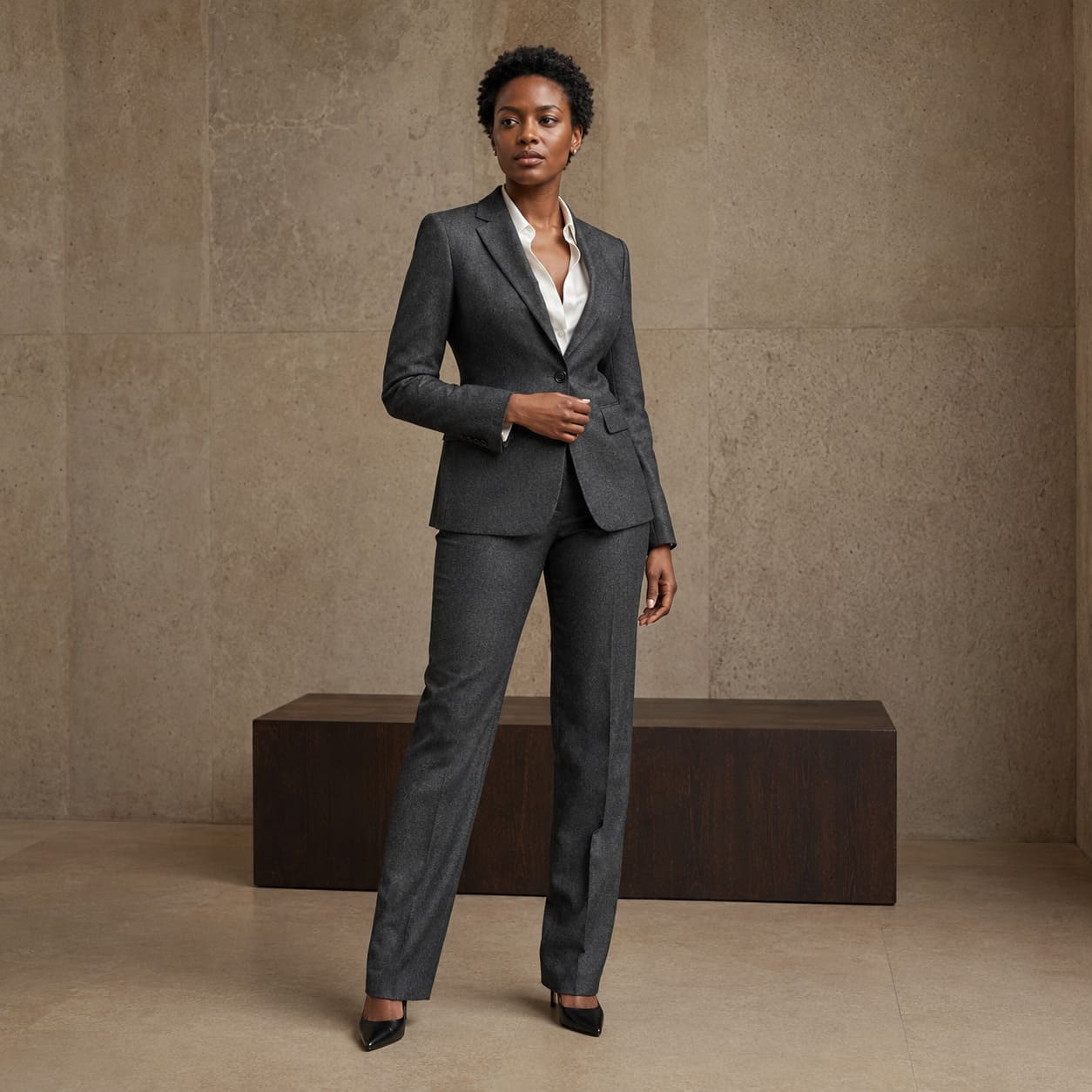 Charcoal made-to-measure trouser suit, sample image