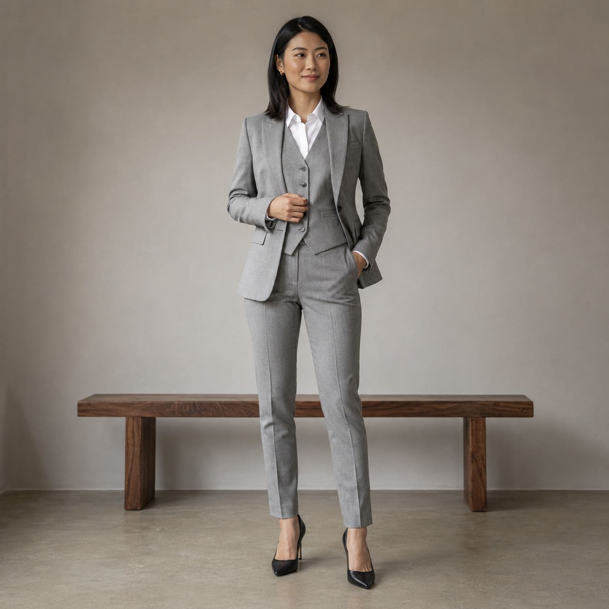 Light grey three-piece made-to-measure suit, sample image