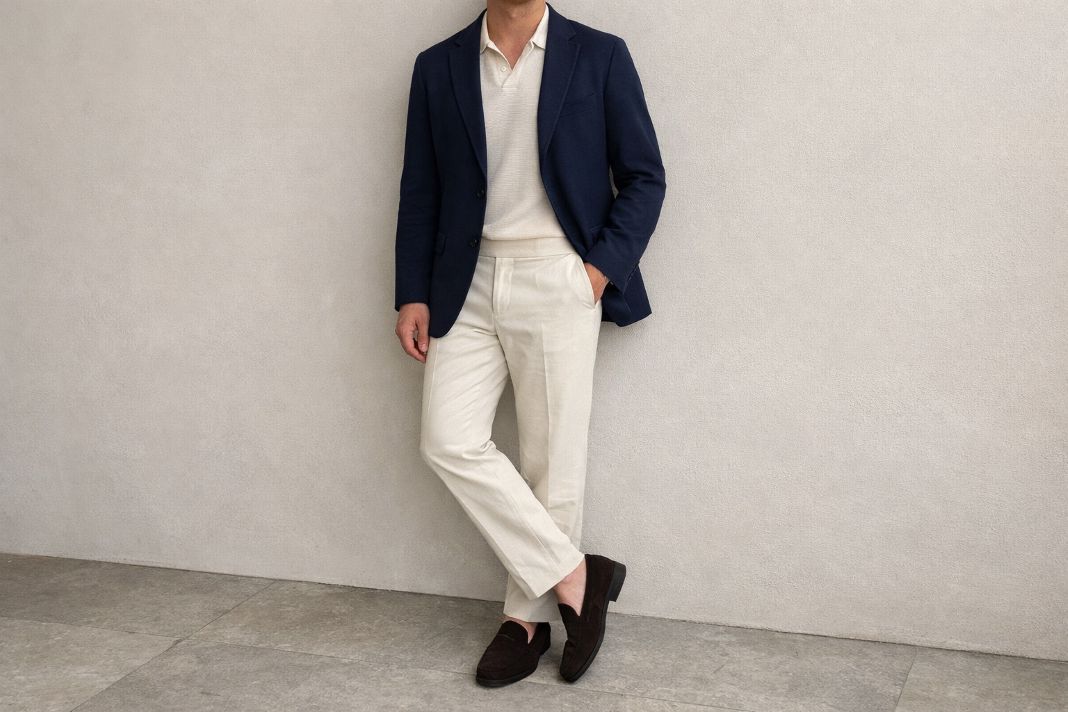 An illustrative image of a smart casual Wimbledon outfit