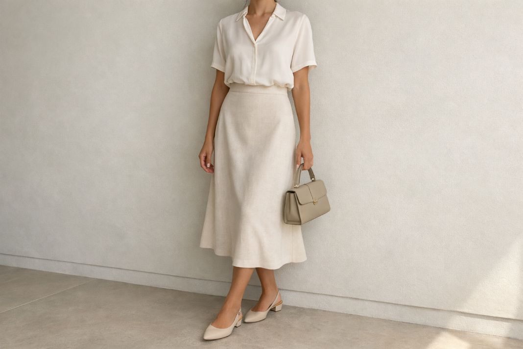 An illustrative image of a womens Wimbledon smart casual outfit