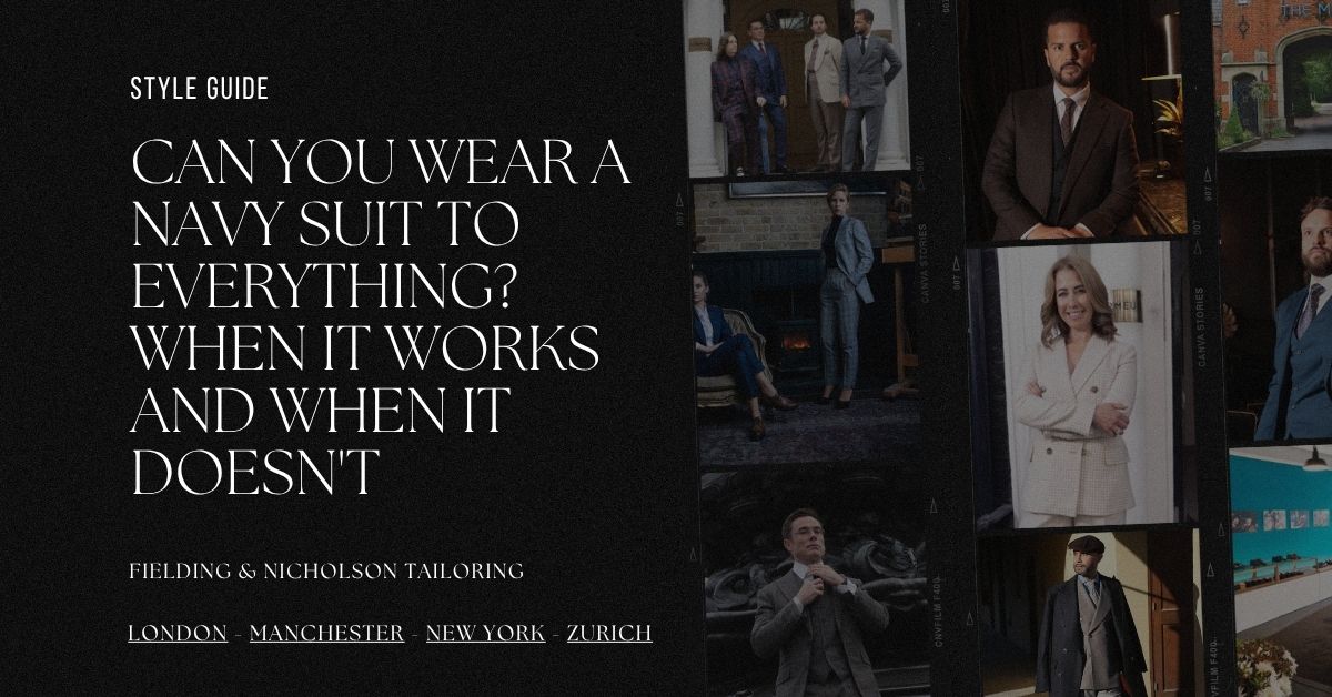 Can You Wear a Navy Suit to Everything When It Works and When It Doesn't - Fielding & Nicholson Tailoring London Can You Wear a Navy Suit to Everything When It Works and When It Doesn't - Fielding & Nicholson Tailoring London