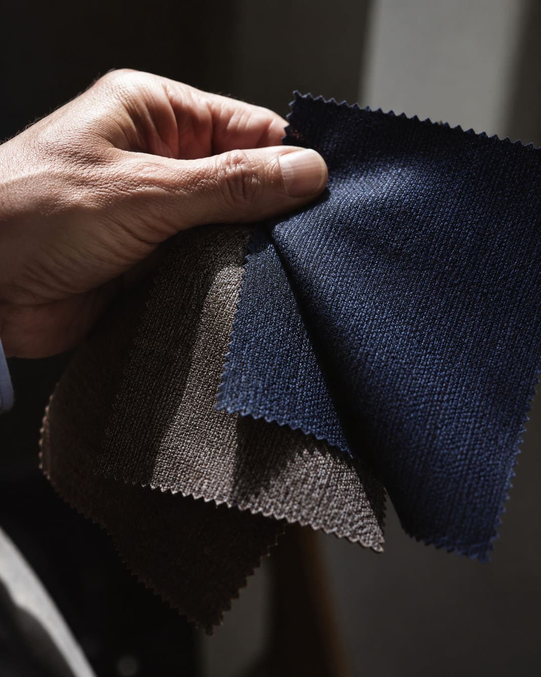 Fabric swatches for the Brummell Capsule