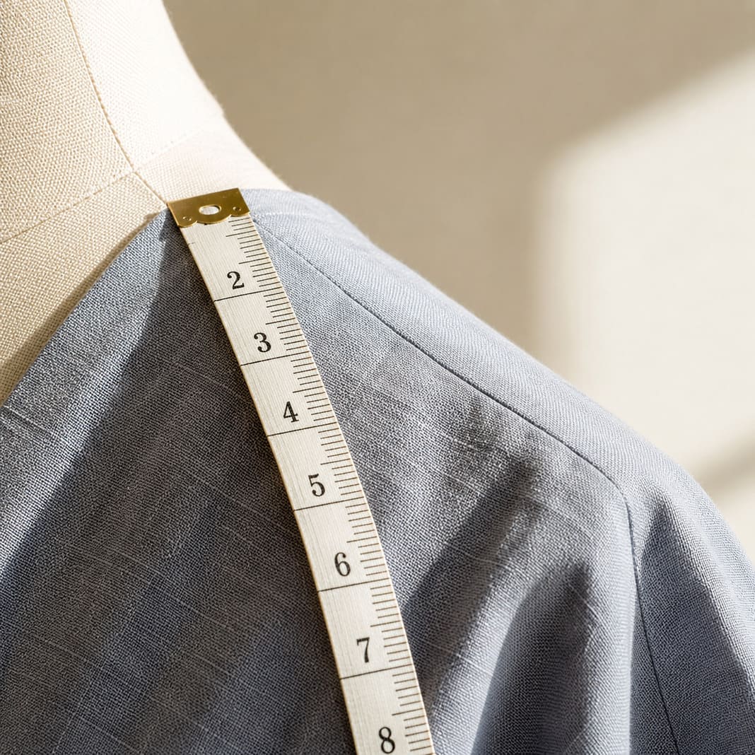 Tailor taking measurements for the Windsor Capsule