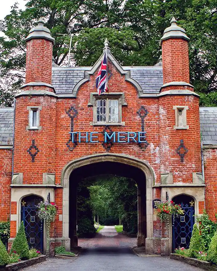 The entrance at The Mere Golf Resort Knutsford for Fielding & Nicholson Tailors