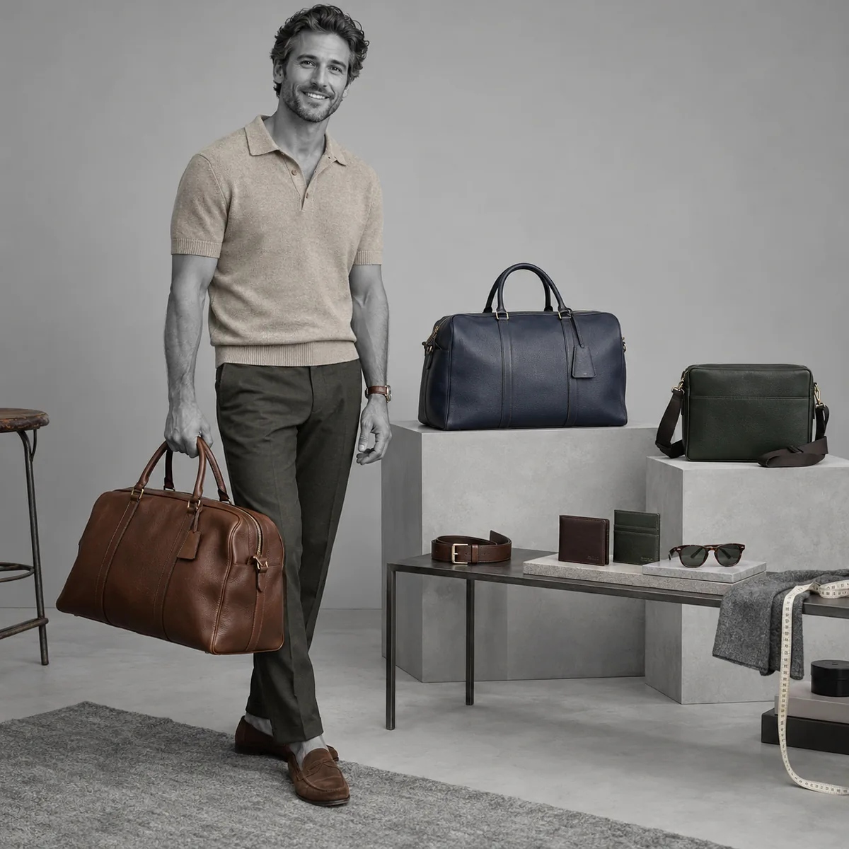 Men’s leather bags and accessories collection