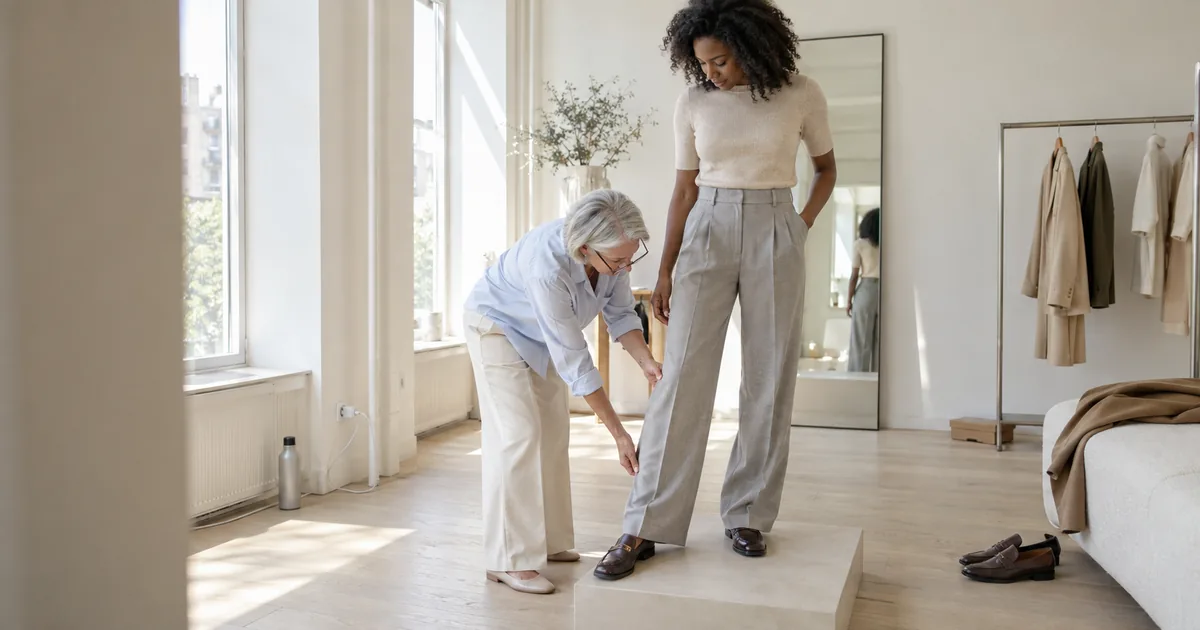 Modern women's tailoring trouser fitting - Illustrative Image Modern women's tailoring trouser fitting - Illustrative Image