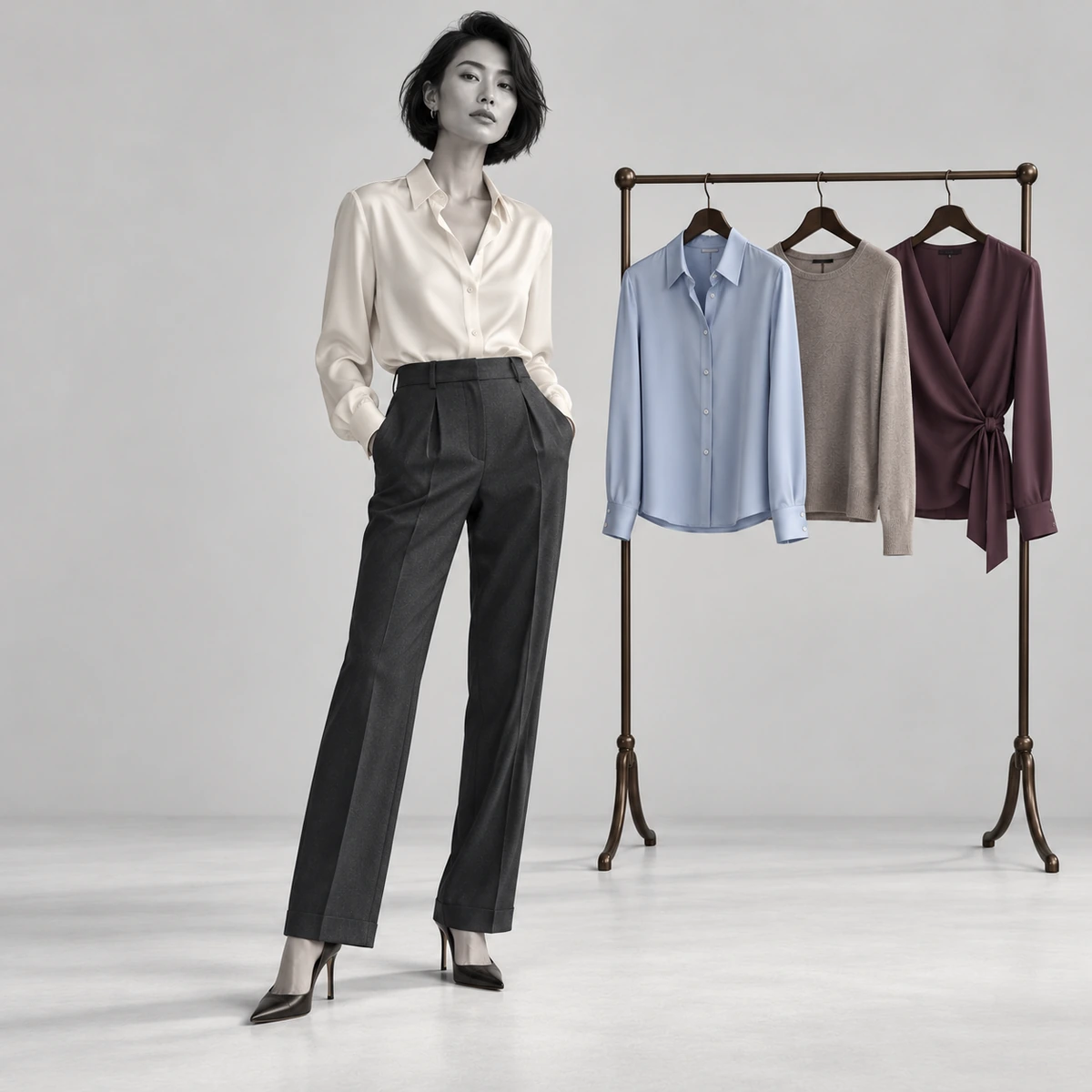 Women's Ivory Blouse with Smart Blouse Collection - Illustrative Image